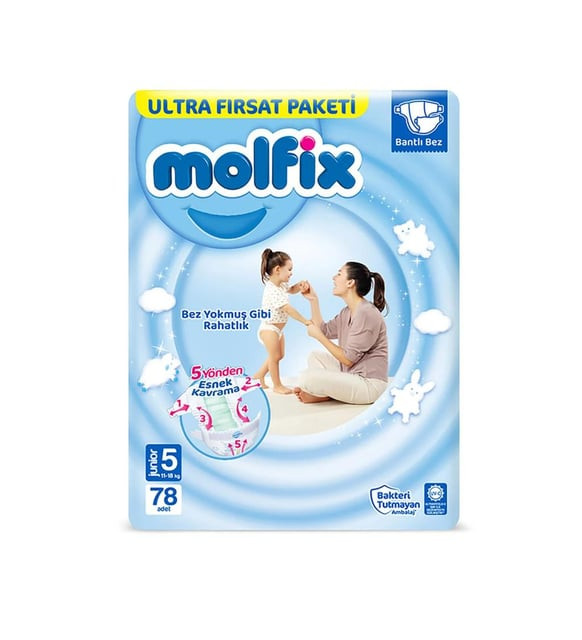 Uşaq bezləri Molfix Junior, ölçü 5, 11-18 kq, 78 əd